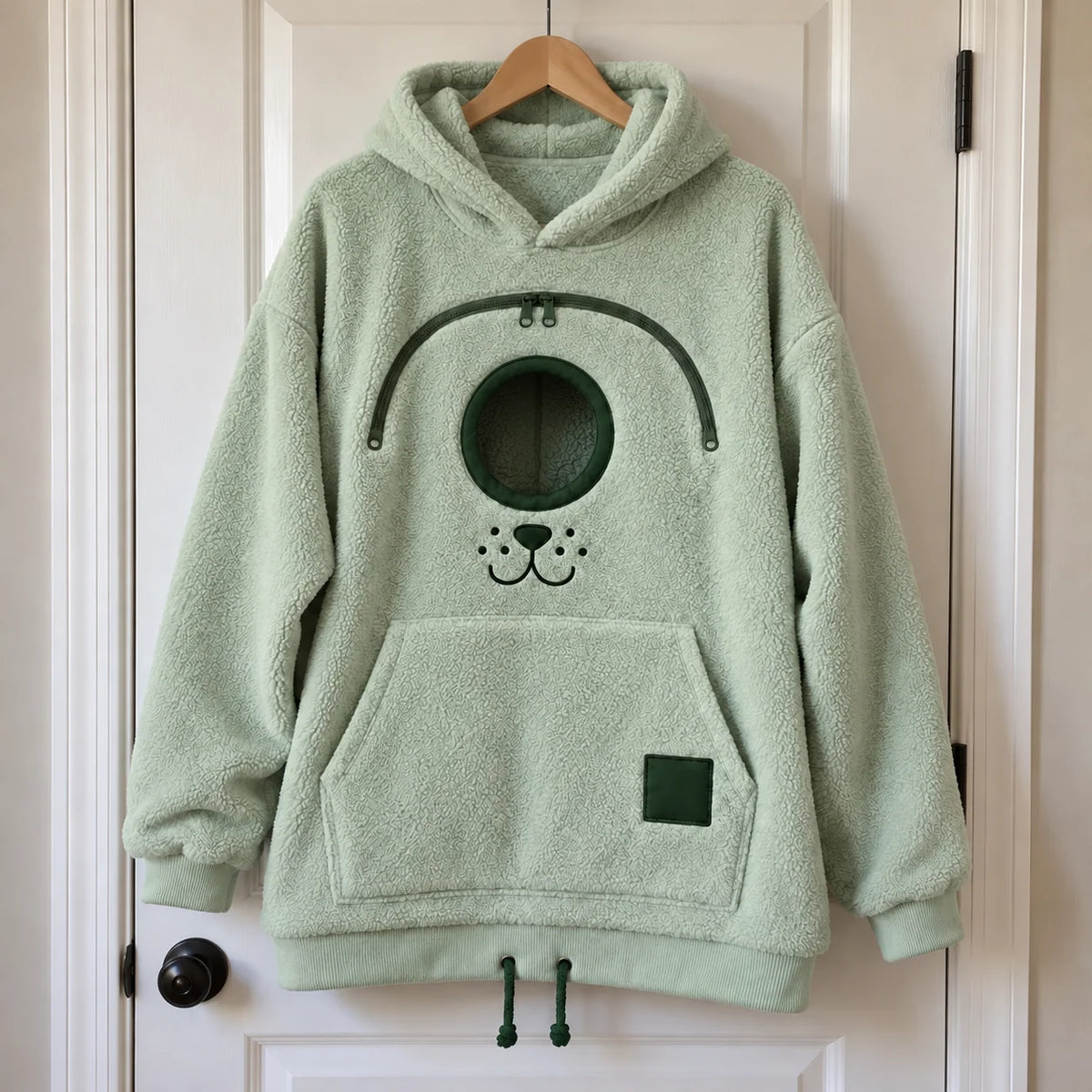 Bluza z Kieszenią na Zwierzaka – Ciepła Pluszowa Bluza z Kapturem Oversize
